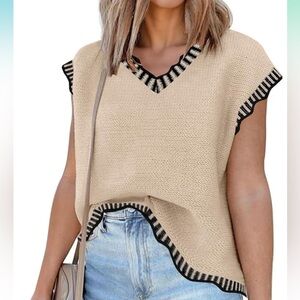 Women’s Short Sleeve Sweater Sleeveless Vests Loose fit Tank Cap Sleeve Knit